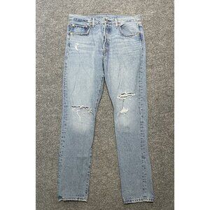 Levis 501 Skinny Distressed Womens Jeans W32 L30 Light Wash Button Fly